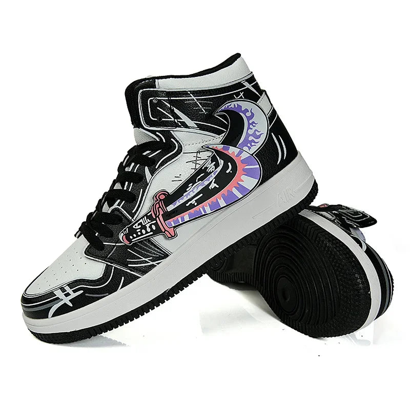 Roronoa Zoro Purple High Top Casual Sneaker Men Hip-Hop Designer Anime Shoes Sneakers