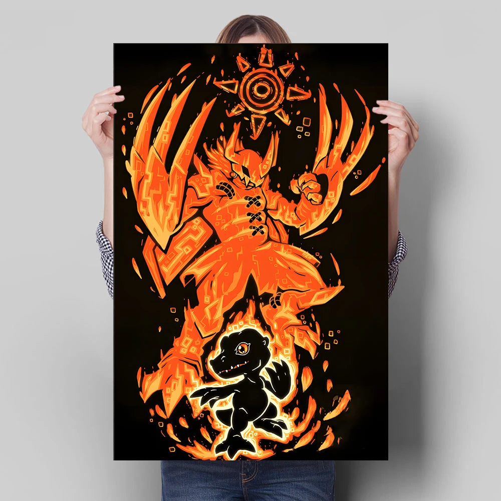 Digimon Poster Anime Character Wall Hanging Art Painting Home Decor Suitable For Room