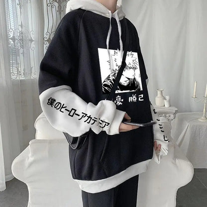 Anime My Hero Academia Casual Fleece Hoodies Bakugou Katsuki Women Oversized Long Sleeves Sweatshirts