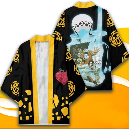 Anime One Piece Cosplay Costume Cloak Kimono Cardigan Robe Print Casual Coat Clothes