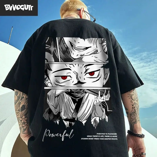 jujutsu kaisen Cotton T-Shirt   Oversized Vintage Printed  Short Sleeve