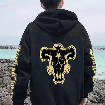 Black Clover Black Bulls Squad Emblem Hoodies Comfortable Long Sleeves Sweatshirts Men Women Casual