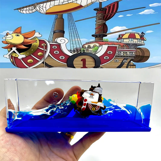 One Piece Figures Thousand Sunny Ship Fluid Drift Bottle Ornament Creative Decoration