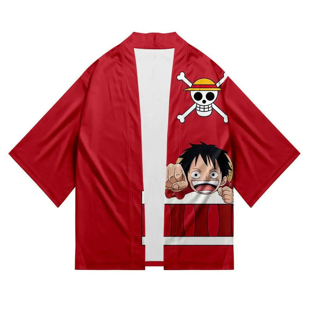 Anime One Piece Cosplay Costume Cloak Kimono Cardigan Robe Print Casual Coat Clothes