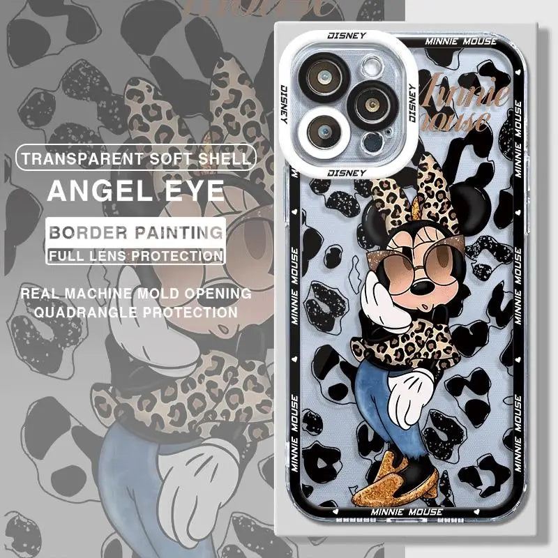 Disney Mickey Minnie Phone Case for iPhone 14 Plus XR X 13 Pro Max 12 Mini 11 Pro XS Max 15 Plus 15 Cover