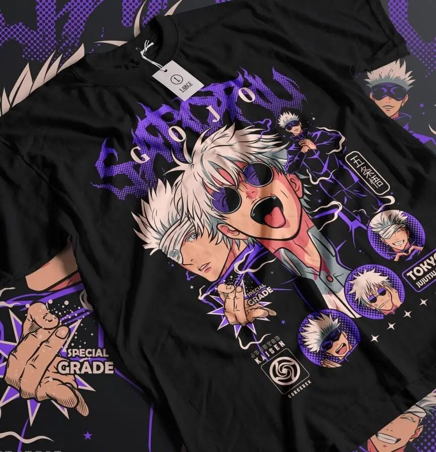 Gojo Satoru T-Shirt Jujutsu Kaisen Mahito Anime Horror Funny Gift Shirt All Size