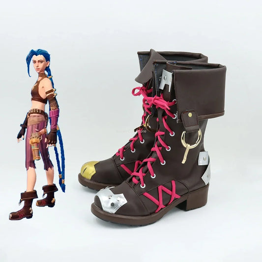 Powder Jinx Anime Game Arcane Same style shoes Customized high top boots Cosplay Customized version