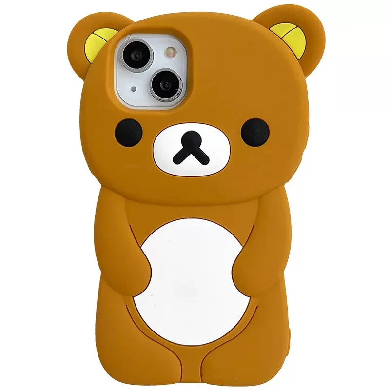 Rilakkuma Bear Silicone Soft Cover Case For iPhone 16 15 14 13 12 11 Pro Max mini Plus Xs XR 6 7 8 Plus