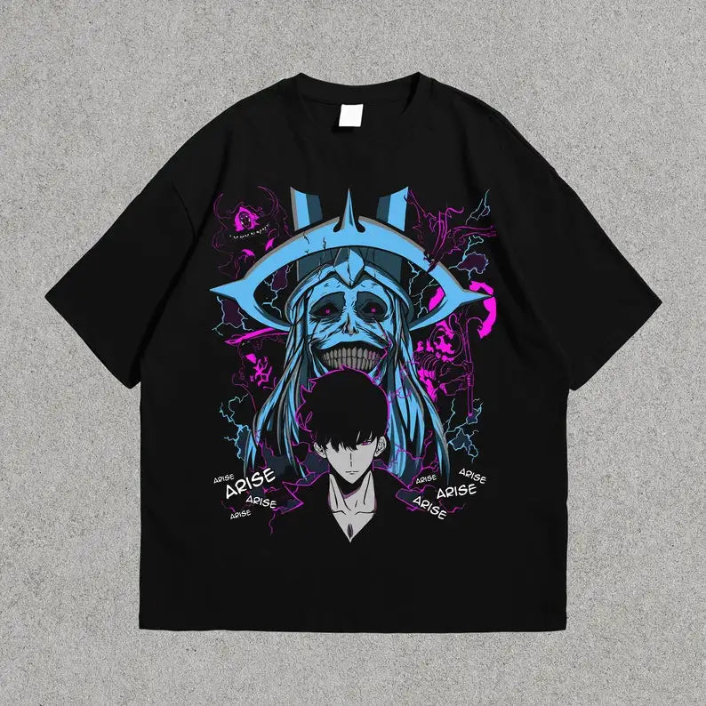 Solo Leveling T-Shirt - Anime Shirt Webtoon Tee - Smiling Statue Shirt  Jin Woo Solo Leveling