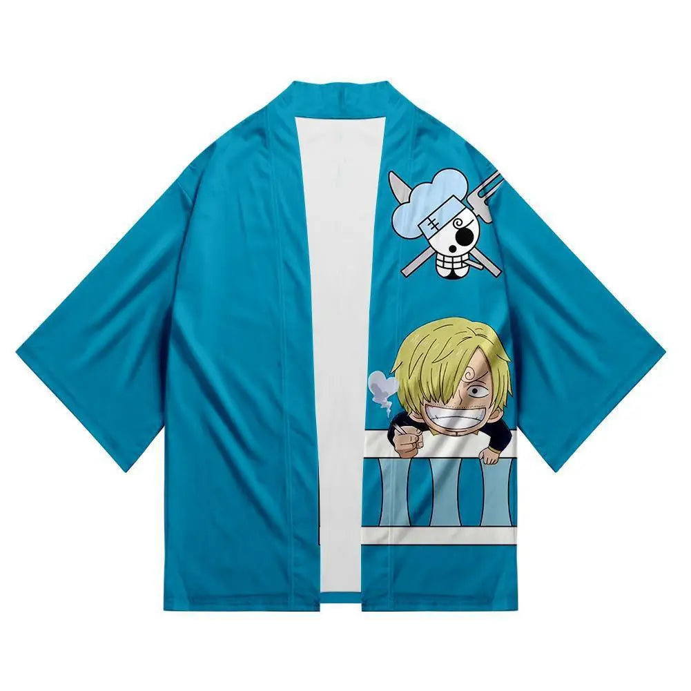 Anime One Piece Cosplay Costume Cloak Kimono Cardigan Robe Print Casual Coat Clothes