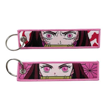 Anime embroidery Key Jet Tag Key chain Anime Keychains Key Ring Holder Pendant