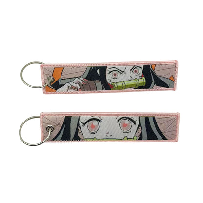 Anime embroidery Key Jet Tag Key chain Anime Keychains Key Ring Holder Pendant