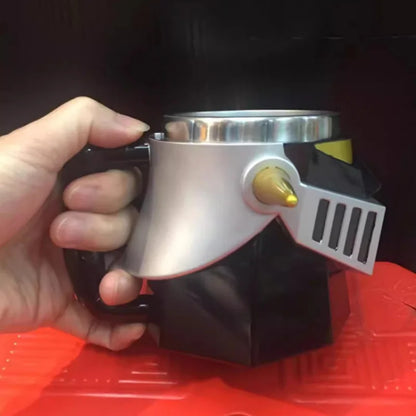 410ml Japanese Anime MAZINGER Z Transformation Robot Coffee Mugs with Lid Stainless Steel Cup Office Milk Tea Cups Drinkware