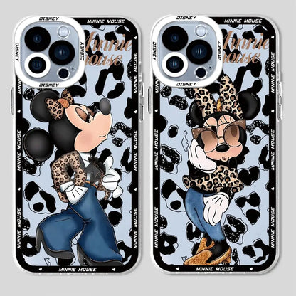 Disney Mickey Minnie Phone Case for iPhone 14 Plus XR X 13 Pro Max 12 Mini 11 Pro XS Max 15 Plus 15 Cover