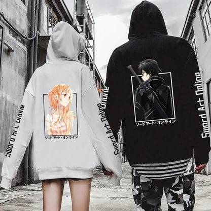 Sword Art Online Couple Hoodie Kirito And Asuna Men Women Sweat shirts Long Sleeve Hooded Pullover