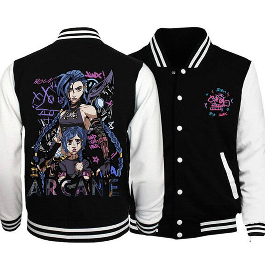 Arcane-Jinx Hoodie Baseball Uniform Jacket Women Men Team