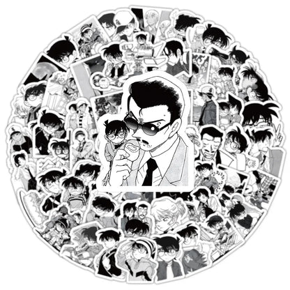 100pcs Black and White Detective Conan Stickers