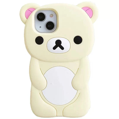 Rilakkuma Bear Silicone Soft Cover Case For iPhone 16 15 14 13 12 11 Pro Max mini Plus Xs XR 6 7 8 Plus