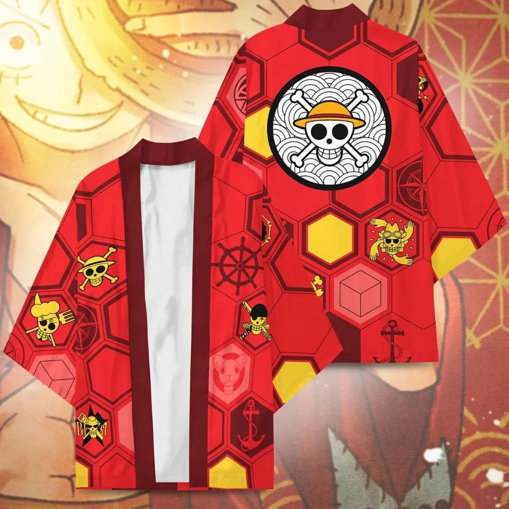 Anime One Piece Cosplay Costume Cloak Kimono Cardigan Robe Print Casual Coat Clothes