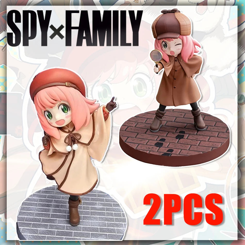 New 2pcs Anime Spy X Family CODE: White 14cm Toy PVC Anya Winter Clothing Detective