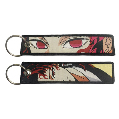 Anime embroidery Key Jet Tag Key chain Anime Keychains Key Ring Holder Pendant