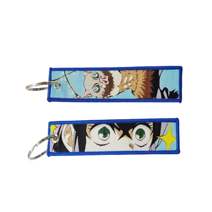 Anime embroidery Key Jet Tag Key chain Anime Keychains Key Ring Holder Pendant