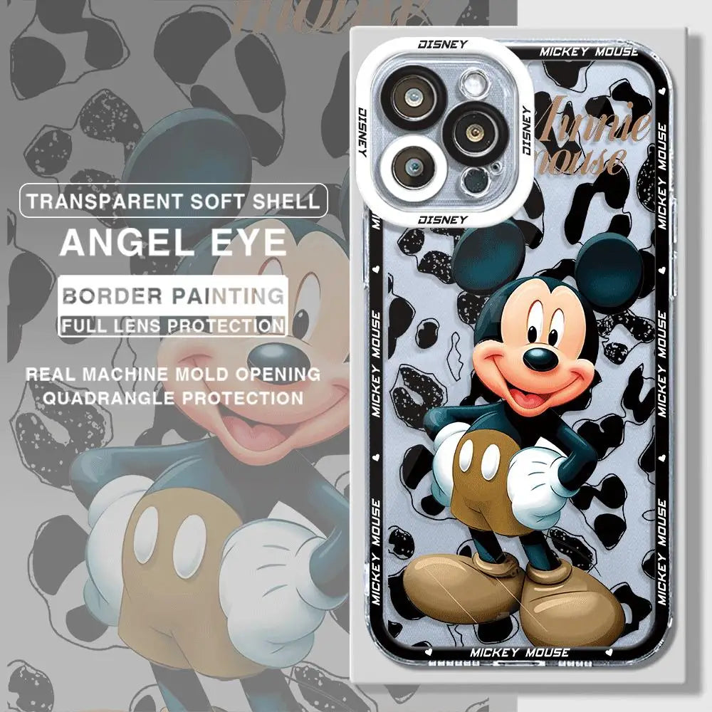 Disney Mickey Minnie Phone Case for iPhone 14 Plus XR X 13 Pro Max 12 Mini 11 Pro XS Max 15 Plus 15 Cover