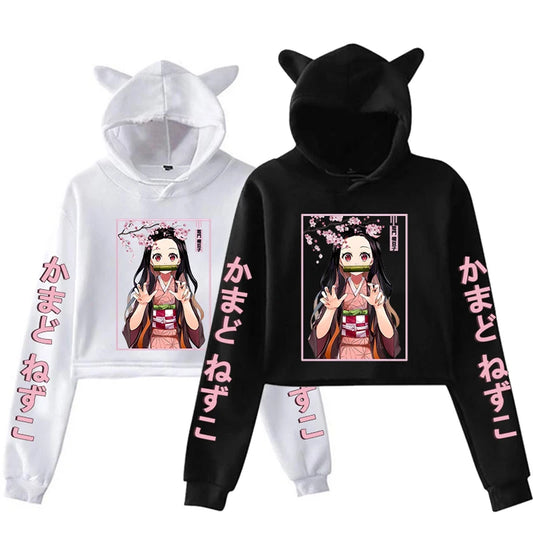 Girl Hoodie Kamado Nezuko Long Sleeve Cat Ear Streetwea