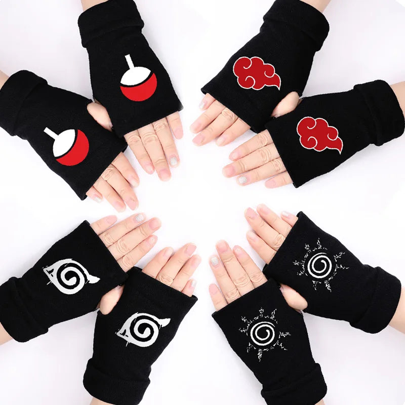 Naruto Anime Black Gloves Akatsuki Itachi Bicycle Motorcycle Fingerless Warmer Wrist Gloves