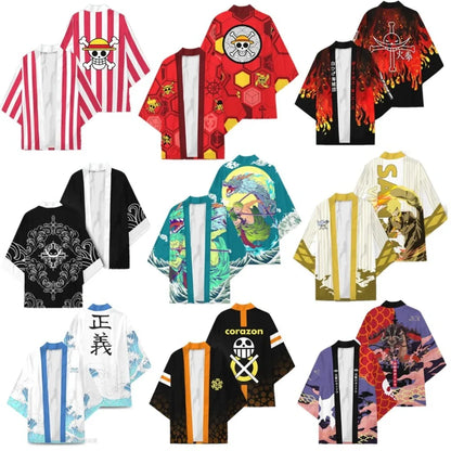 Anime One Piece Cosplay Costume Cloak Kimono Cardigan Robe Print Casual Coat Clothes