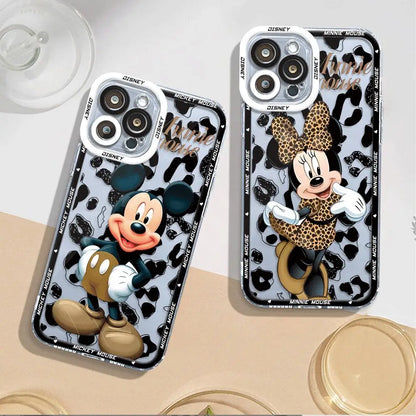 Disney Mickey Minnie Phone Case for iPhone 14 Plus XR X 13 Pro Max 12 Mini 11 Pro XS Max 15 Plus 15 Cover