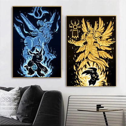 Digimon Poster Anime Character Wall Hanging Art Painting Home Decor Suitable For Room