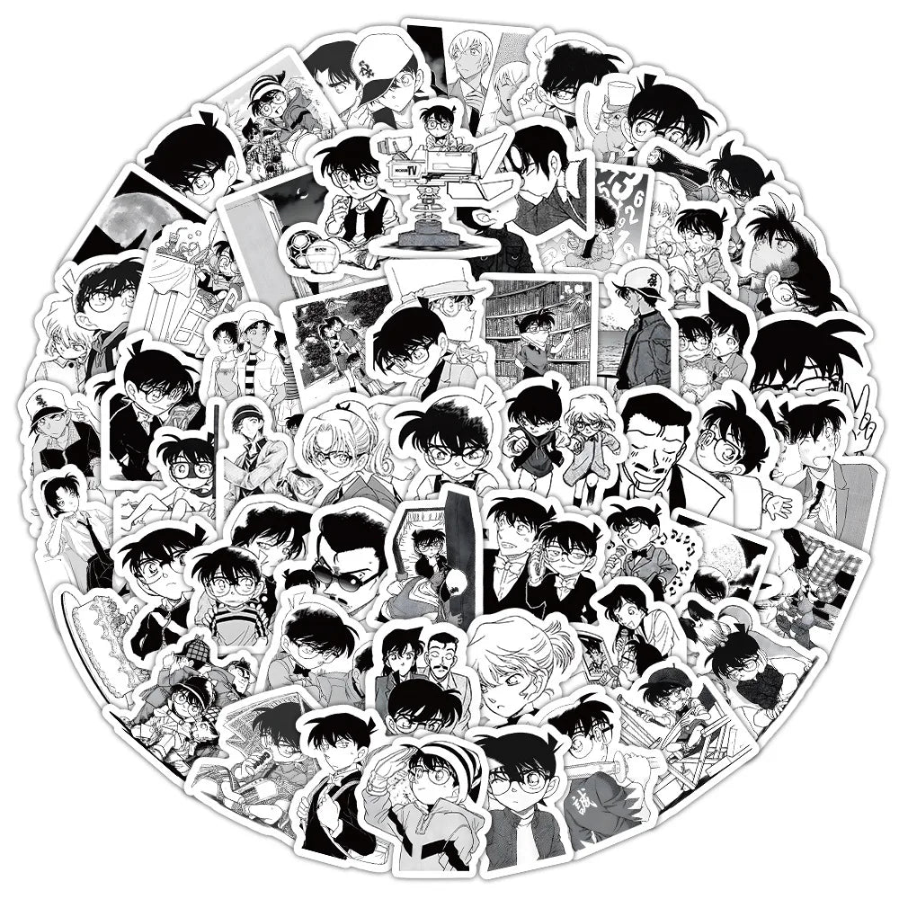 100pcs Black and White Detective Conan Stickers