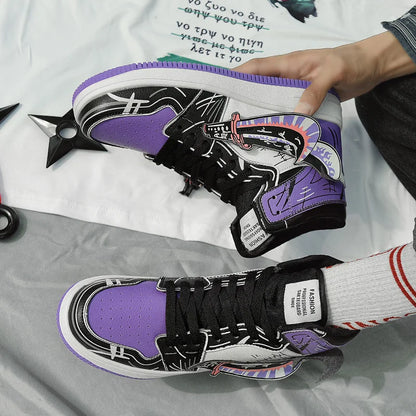 Roronoa Zoro Purple High Top Casual Sneaker Men Hip-Hop Designer Anime Shoes Sneakers