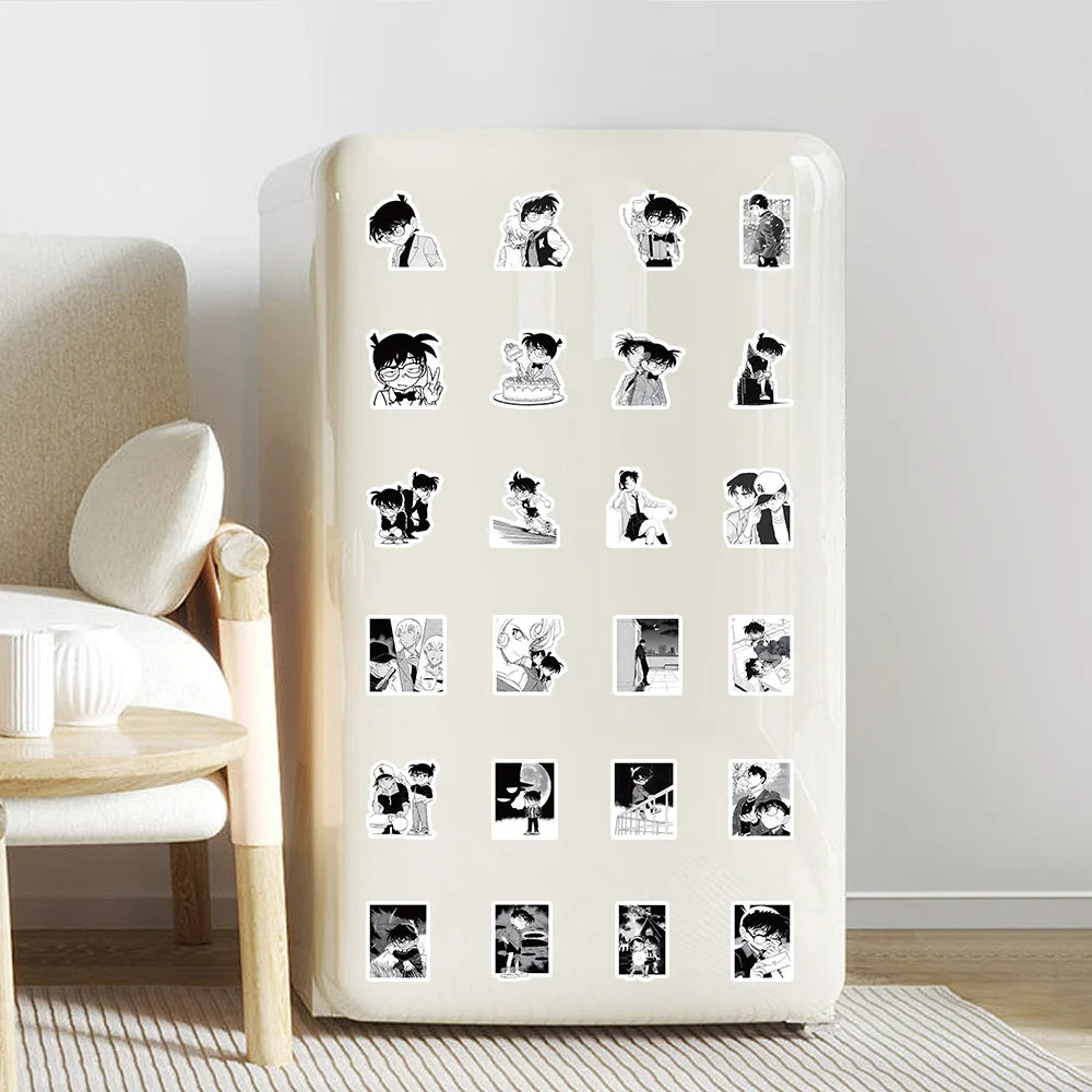 100pcs Black and White Detective Conan Stickers